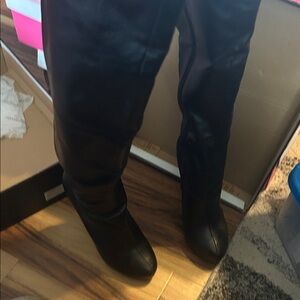 Michael Antonio Black Over-The-Knee Faux Leather Boots